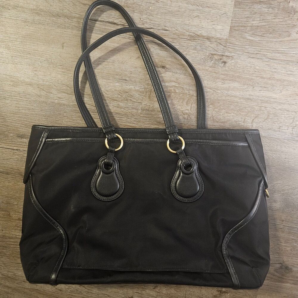 TUMI Bellevue Kingscote Black Ballistic Nylon Leather Trim Laptop Tote Brief